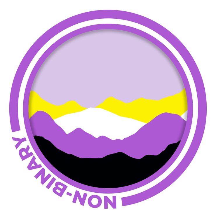Vector bandera no binaria con patrón de montaña colinas con colores de orgullo