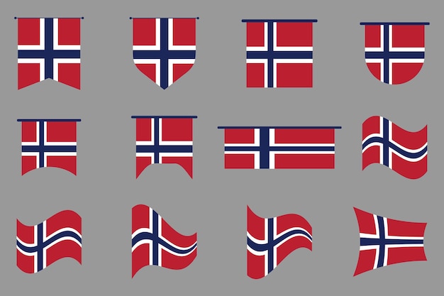 Bandera de Noruega Conjunto Bandera original y simple de Noruega
