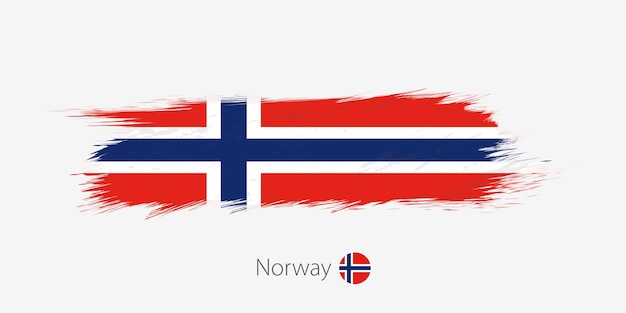 Bandera de noruega grunge trazo de pincel abstracto sobre fondo gris