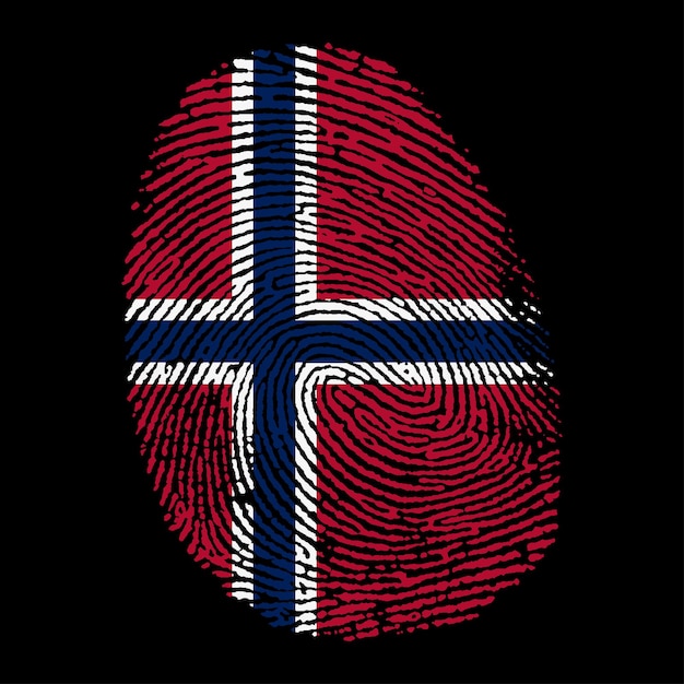 Vector bandera de noruega en la huella del dedo