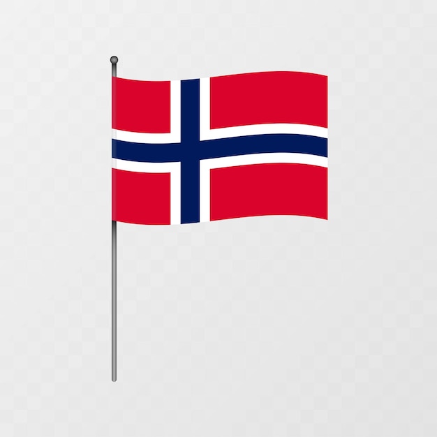 Bandera de Noruega en el mástil Ilustración vectorial