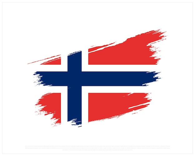 Bandera de Noruega sobre un fondo blanco Diseño del día de Noruega Diseño plano de la bandera de Noruega