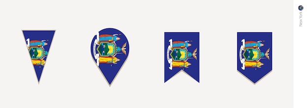 Bandera de Nueva York en la ilustración de vector de diseño vertical