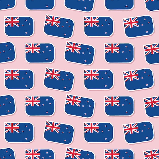 Bandera de nueva zelanda sin costuras en un patrón de estilo plano