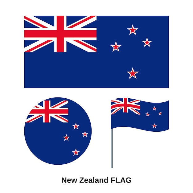 Bandera de Nueva Zelanda. Ilustración vectorial. Signo oficial del estado nacional.