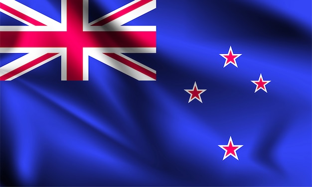Bandera de Nueva Zelanda soplando en el viento. parte de una serie. Nueva Zelanda ondeando la bandera.