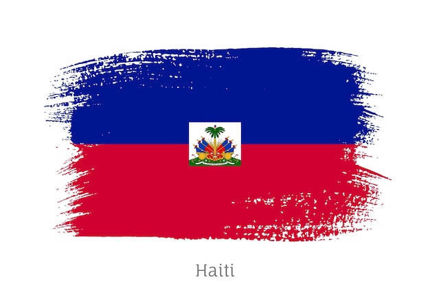 Bandera oficial de la isla caribeña de Haití en forma de trazo de pincel Símbolo de identidad nacional del país para el diseño patriótico Grunge pincel blot ilustración vectorial aislada Signo de nacionalidad haitiana
