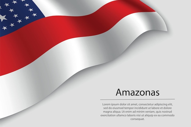 La bandera de onda de Amazonas es un estado de Brasil Banner o plantilla de vector de cinta