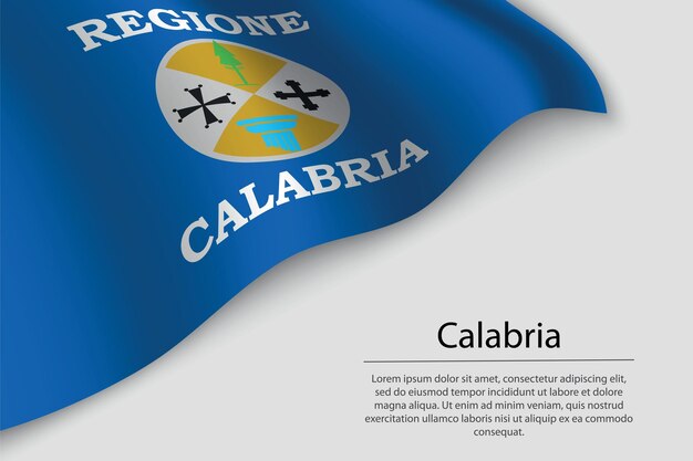 La bandera de onda de Calabria es una región de Italia Banner o plantilla de vector de cinta