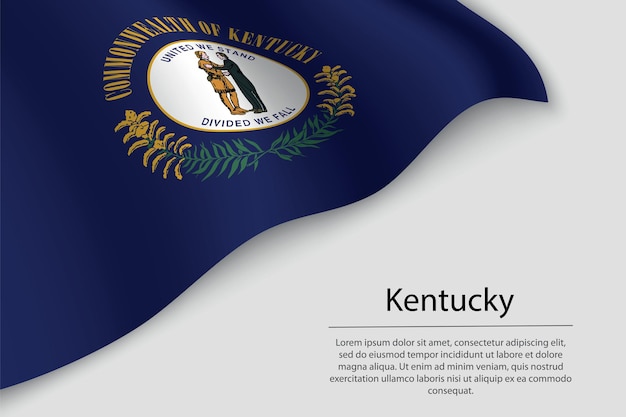 La bandera de onda de Kentucky es un estado de Estados Unidos Banner o plantilla de vector de cinta