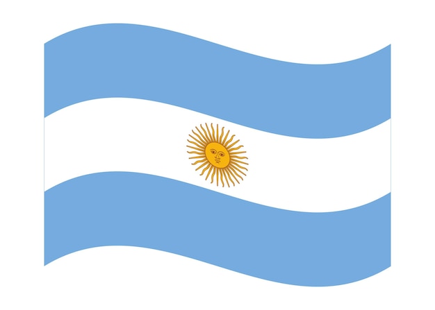 Bandera ondulada de Argentina aislada sobre un fondo transparente Bandera de la República Argentina Vector