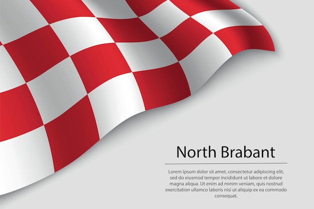 La bandera ondulada de brabante septentrional es una provincia de los países bajos banner o plantilla de vector de cinta
