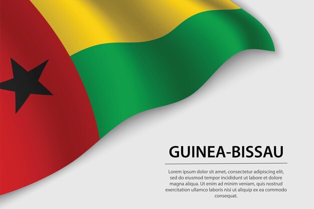 Bandera ondulada de guinea-bissau sobre fondo blanco plantilla de vector de banner o cinta para el día de la independencia