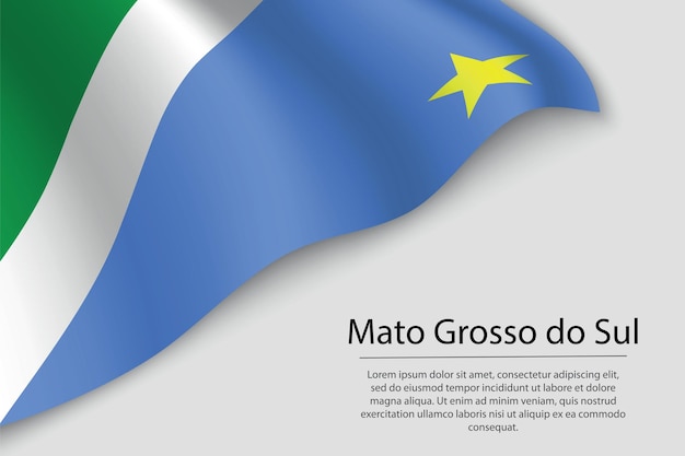 La bandera ondulada de Mato Grosso do Sul es un estado de Brasil Banner o plantilla vectorial de cinta