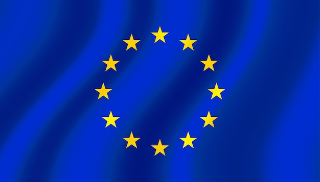 Bandera ondulada del vector de la Unión Europea