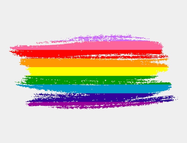 Vector bandera del orgullo del arco iris de gilbert baker pintada con pincel sobre fondo blanco concepto de derechos lgbt cartel moderno de los desfiles del orgullo ilustración vectorial