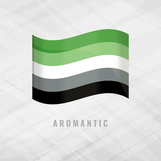 Bandera del orgullo aromática vibrante con rayas horizontales de verde claro verde blanco gris y negro que simbolizan la identidad y la inclusión LGBTQ