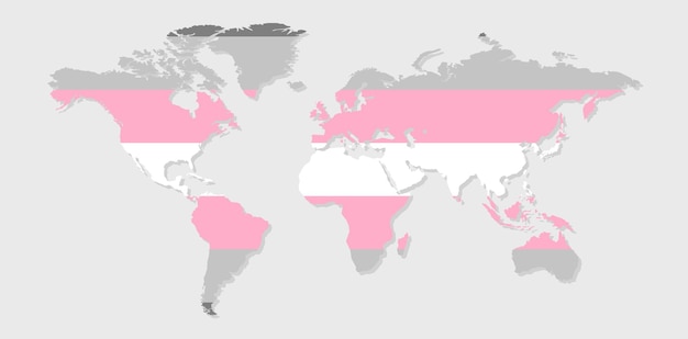 Bandera del orgullo de demigirl en forma de mapa mundial bandera de gay transgénero bisexual lesbiana, etc. concepto de orgullo