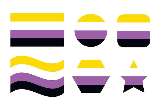 Bandera de orgullo no binario Bandera de orgullo de identidad sexual Ilustración simple para el mes del orgullo