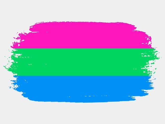 Bandera del orgullo polisexual pintada con pincel sobre fondo blanco concepto de derechos lgbt afiche moderno de los desfiles del orgullo ilustración vectorial