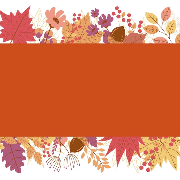 Bandera de otoño en hojas de fondo con espacio de copia
