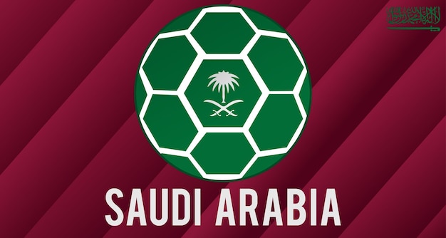 Bandera de país de arabia saudita en balón de fútbol