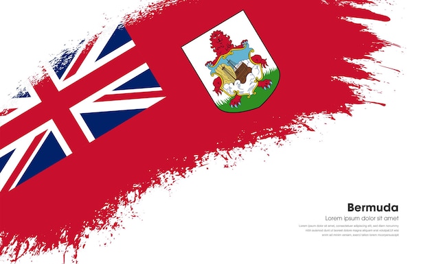 Bandera del país de las bermudas en el trazo de pincel de grunge de estilo curvo con fondo