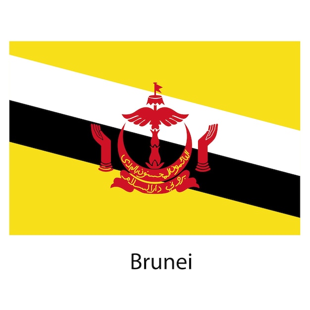 Bandera del país Brunei ilustración vectorial