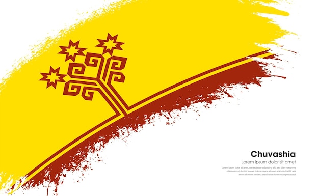 Bandera del país de chuvashia en trazo de pincel de estilo curvo con fondo