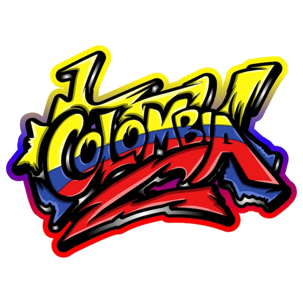 bandera del país de colombia en el estilo de arte del graffiti