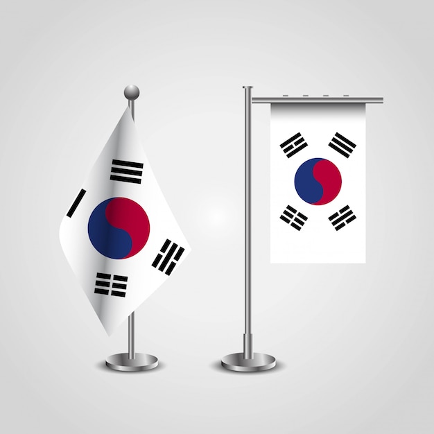 Bandera de país de corea del sur en el poste