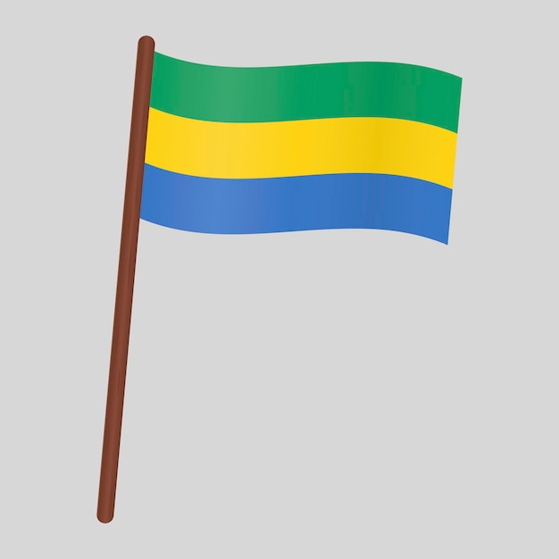 Bandera del país Gabón. Bandera en el asta de la bandera. ilustración vectorial