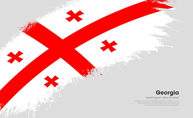 Bandera del país de georgia en el trazo de pincel de grunge de estilo curvo con fondo