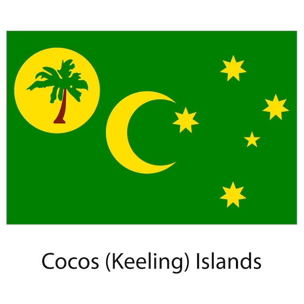 Bandera del país islas cocos ilustración vectorial