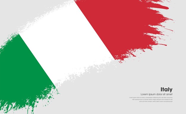 Bandera del país de italia en el trazo de pincel de grunge de estilo curvo con fondo