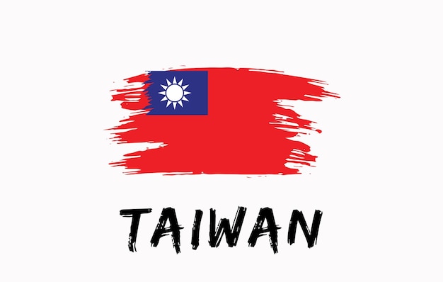 Bandera del país pintada con pincel de Taiwán Textura pintada de fondo blanco Día Nacional