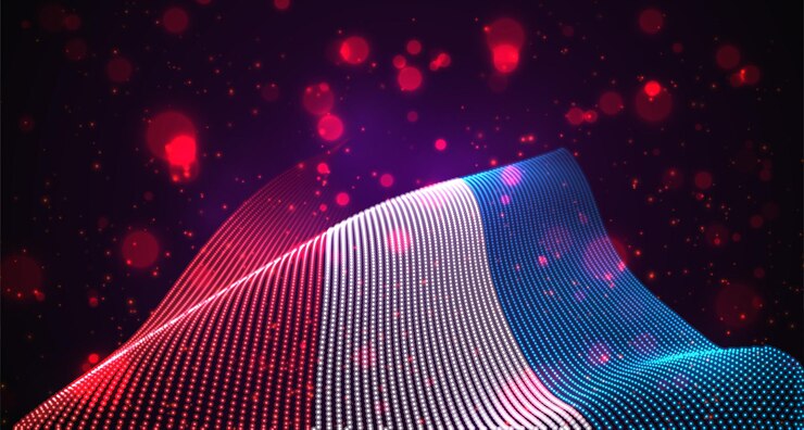 Vector bandera del país que brilla intensamente brillante de puntos abstractos. luxemburgo