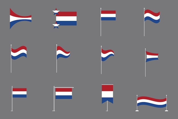 Bandera de los Países Bajos Conjunto Bandera holandesa original y simple Ilustración vectorial del paquete de Netherl