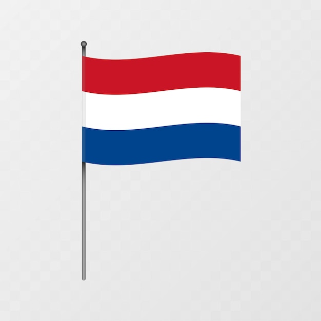 Bandera de los Países Bajos en el mástil Ilustración vectorial