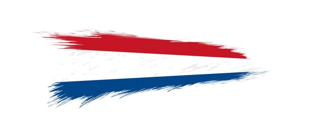 Bandera de Países Bajos en trazo de pincel grunge