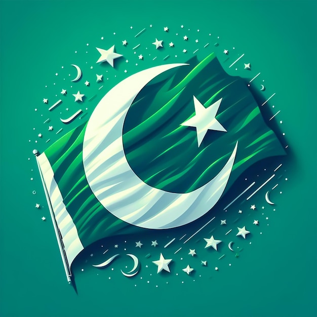 Bandera de Pakistán 3d