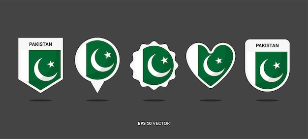 Bandera de Pakistán establece ilustración vectorial