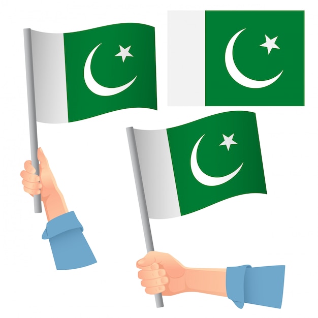 Bandera de Pakistán en mano