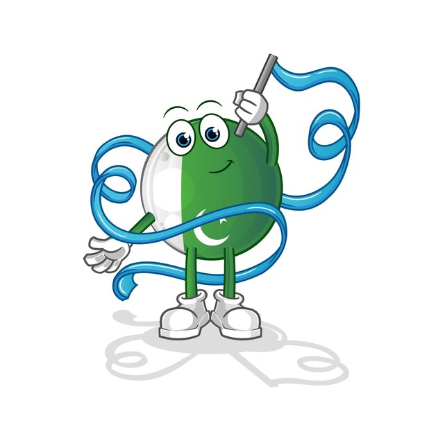 bandera de Pakistán Mascota de gimnasia rítmica. vector de dibujos animados