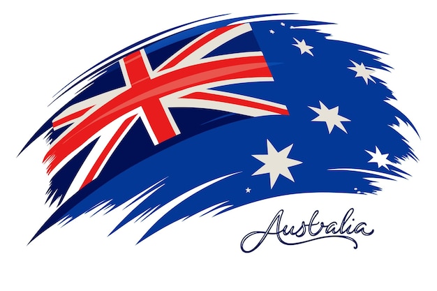 una bandera con la palabra unida Australia Union Jack con un giro dinámico