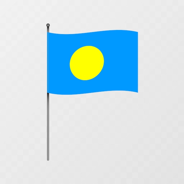 Bandera de Palau en el mástil Ilustración vectorial