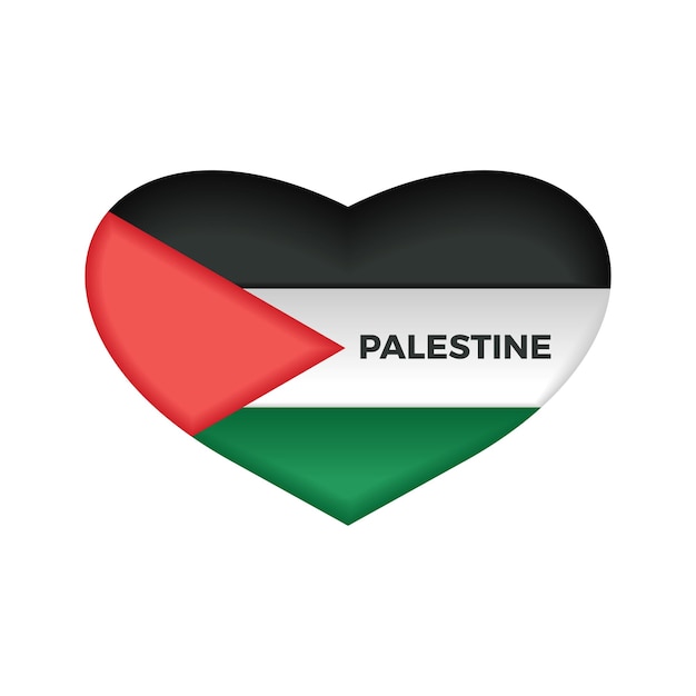Bandera de Palestina aislada sobre un fondo blanco Marco de la bandera de Palestina con el símbolo del amor