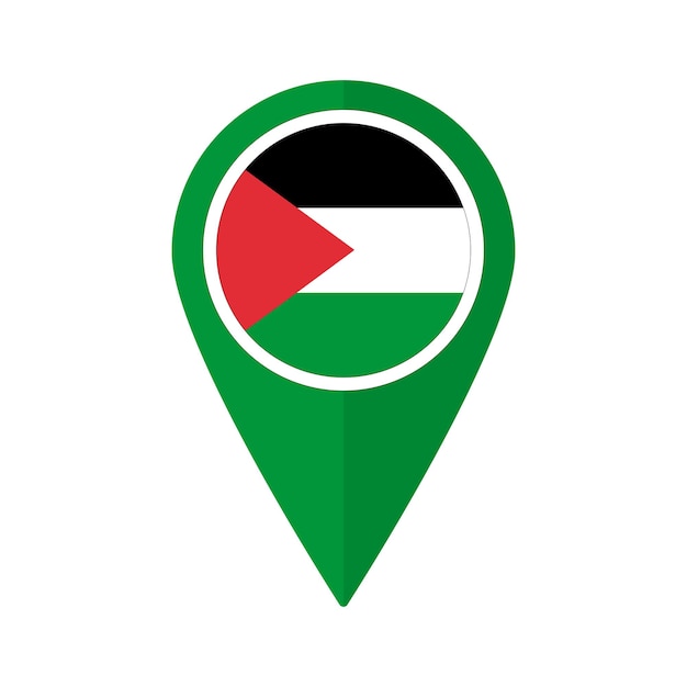 Bandera de Palestina Bandera en el mapa icono de punto aislado
