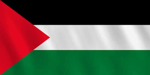 Bandera de Palestina con efecto ondulado, proporción oficial.