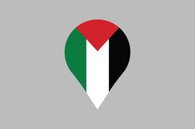 Bandera de palestina con señal de ubicación bandera original y simple de palestina